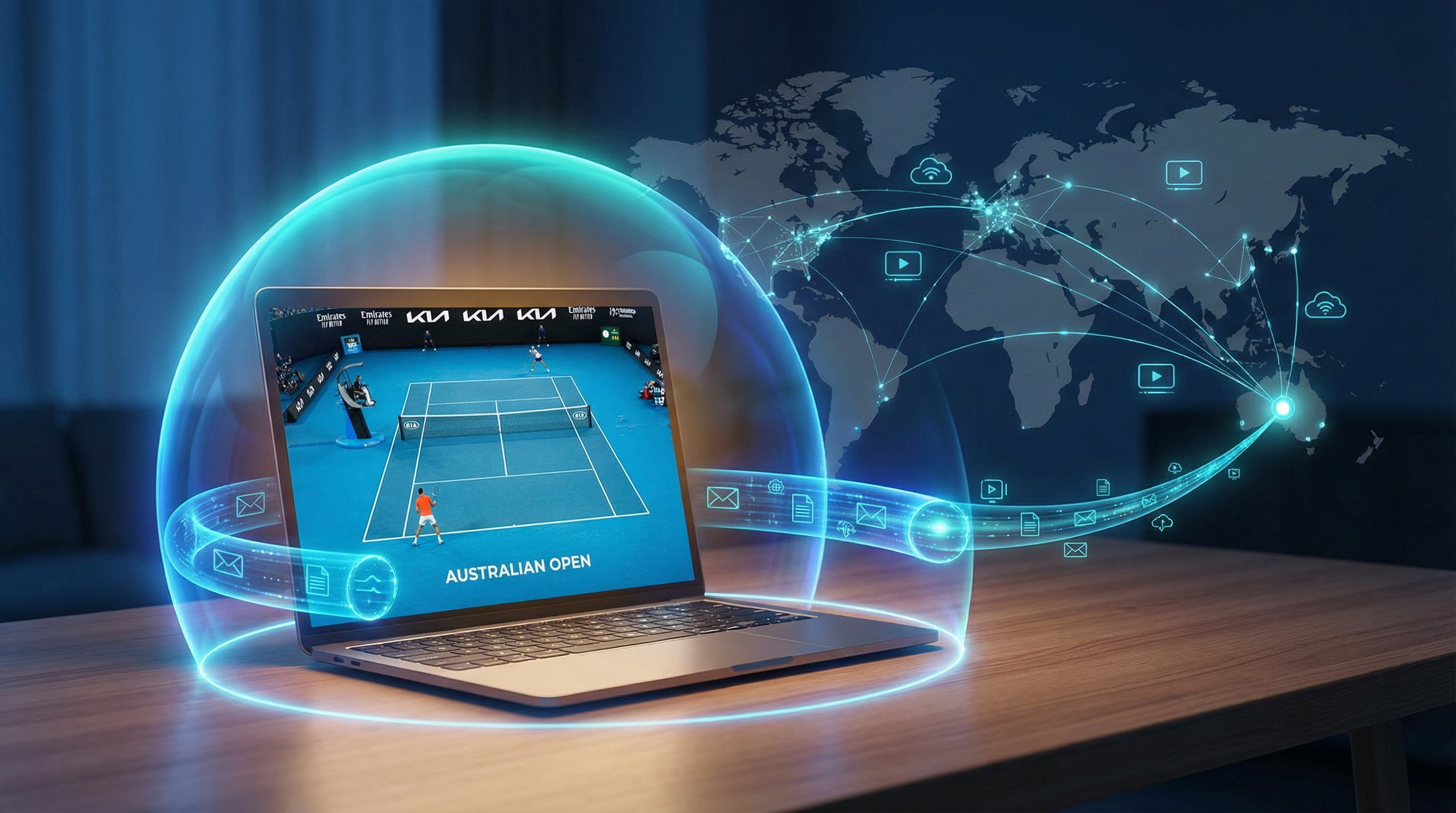 VPN Global Streaming Concept