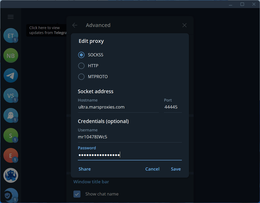 Telegram's Built-In Proxy